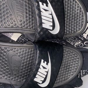 Black Nike slides